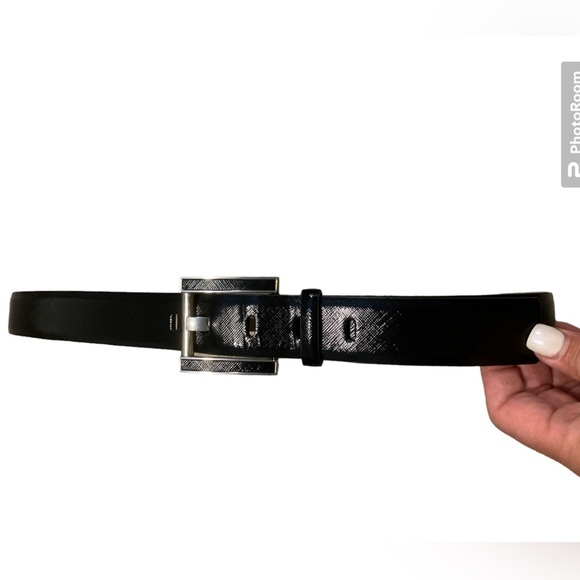 Thick black square Faux Leather Belt for Dress or Slacks Pants size large - Picture 7 of 8